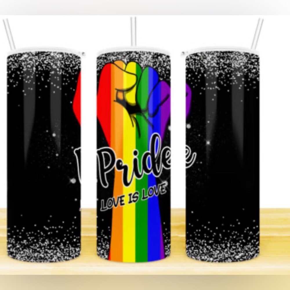 Love is Love Pride black20 oz stainless steel tumbler, , NIB